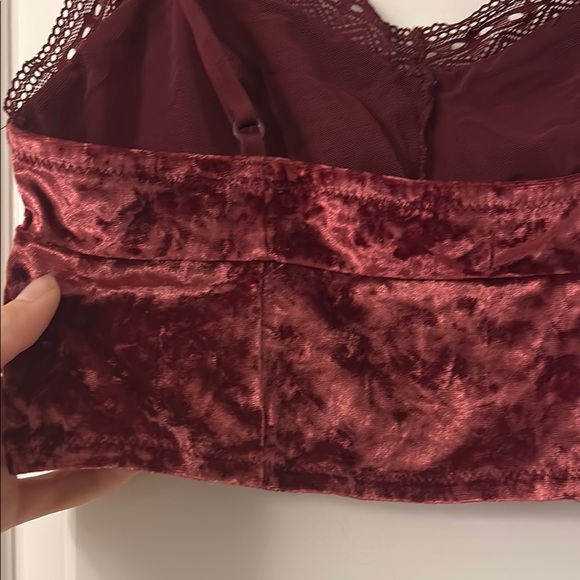 Flirtitude Velvet Bralette in Deep Burgundy - Picture 9 of 10